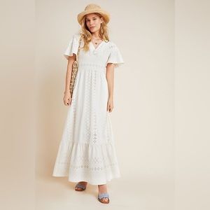Anthropologie Maeve Rochelle Eyelet Maxi Dress
